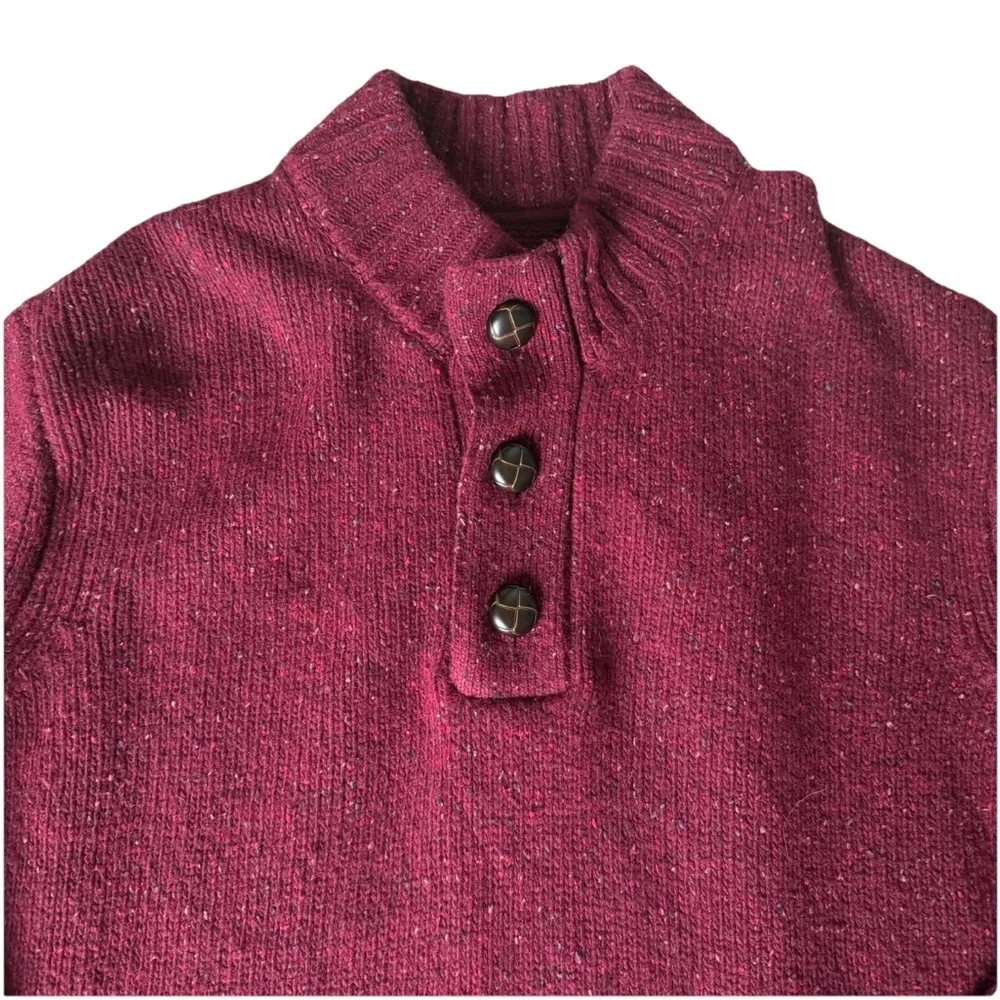 UNTUCKit Vangone Button Mock Neck Donegal Pullover lambswool blend Sweater Large